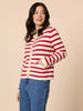 Cape Town Stripe Print Cardigan - Red Ivory