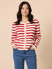 Cape Town Stripe Print Cardigan - Red Ivory