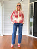 Cape Town Stripe Print Cardigan - Red Ivory