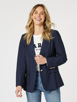 Beckham Pinstripe Blazer - Navy/White