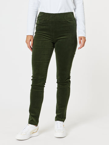 Harper Slim Leg Cord Pant - Khaki