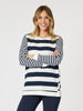 Newport Stripe Button Top - Navy Ivory