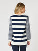 Newport Stripe Button Top - Navy Ivory