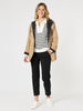 Crew Zip Stripe Print Sweatshirt - Ivory/Black