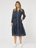 Sorrento Button Dress - Navy/White