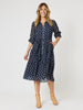 Sorrento Button Dress - Navy/White
