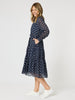 Sorrento Button Dress - Navy/White