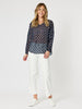 Sorrento Spot Top  -Navy/White