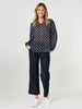 Sorrento Spot Top  -Navy/White