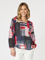 Brighton Print Blouse - Navy Multi