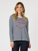 Saint Tropez Stripe Print Long Sleeve Tee - Navy/White