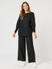 Shimmer Batwing Knit Top - Black