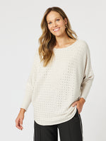 Shimmer Batwing Knit Top - Natural