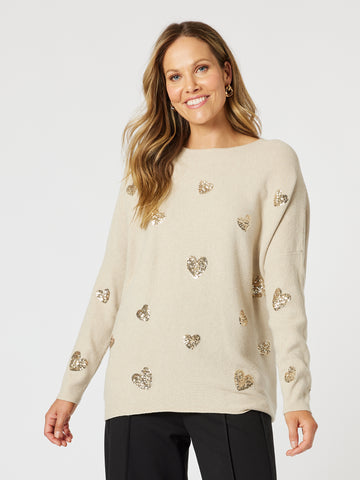 Hearts Rib Knit-Natural - Hammock & Vine