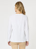 Provence Long Sleeve Embroidered Tee - White