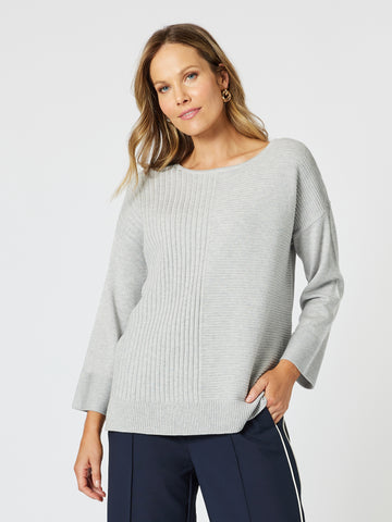 Chic Rib Knit Top - Silver