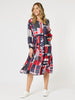 Brighton Button Dress - Navy Multi