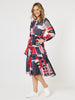 Brighton Button Dress - Navy Multi