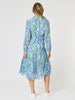 Coastal Print Button Dress - Blue
