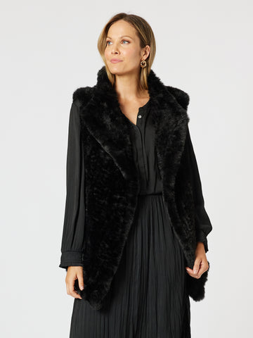 Minx Faux Fur Vest - Black