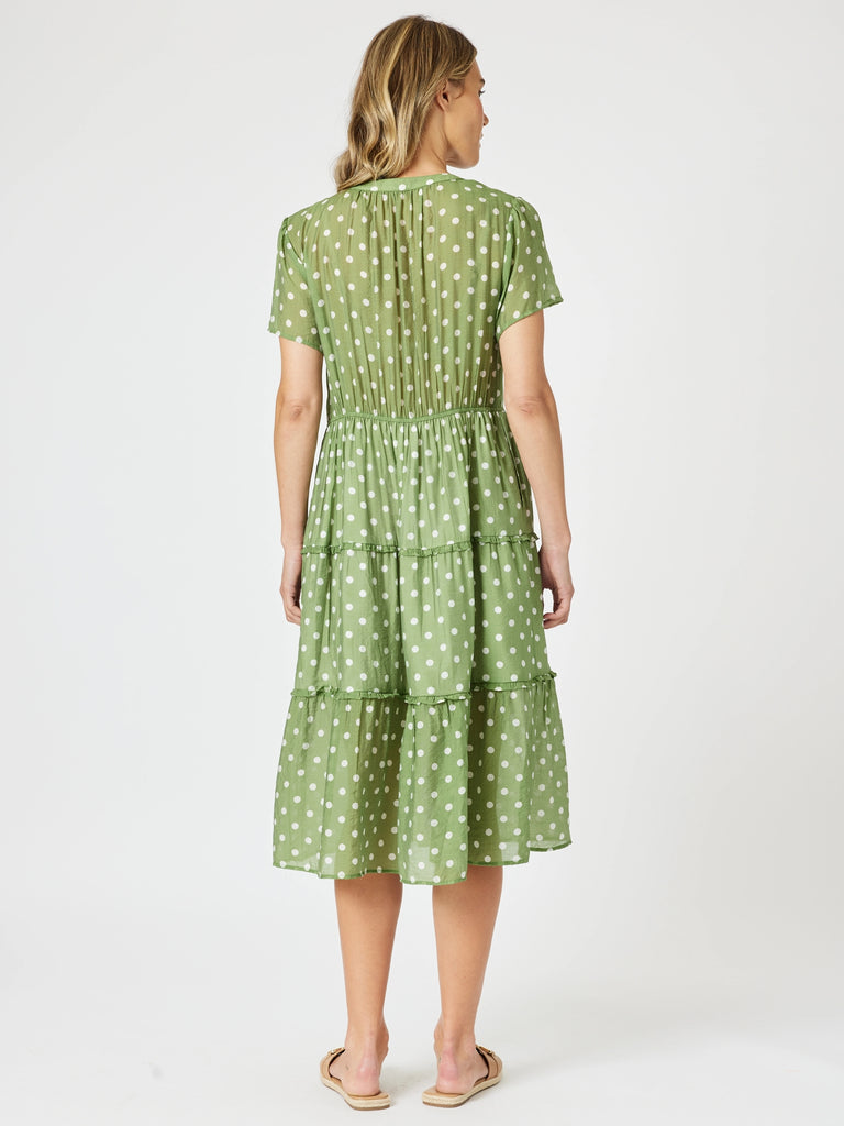 Basil Spot Midi Dress