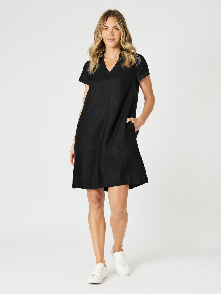 Delta Lino Dress - Black
