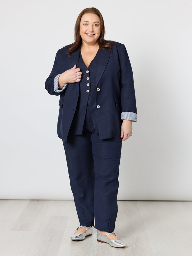 Lino Tapered Pant - Navy