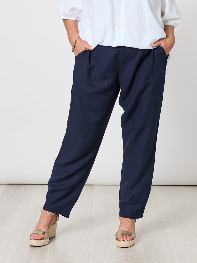 Lino Tapered Pant - Navy