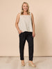 Sarah Linen Pleat Hem Pant - Black gordon smith