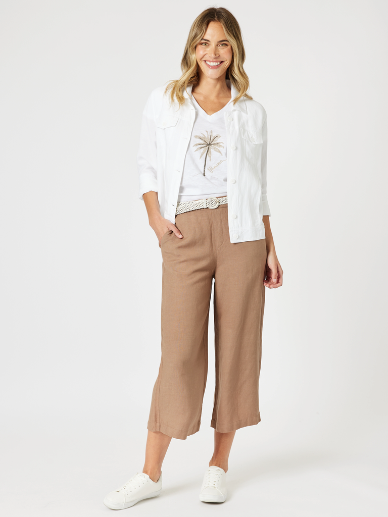 Lino Wide Leg Pant-Nutmeg