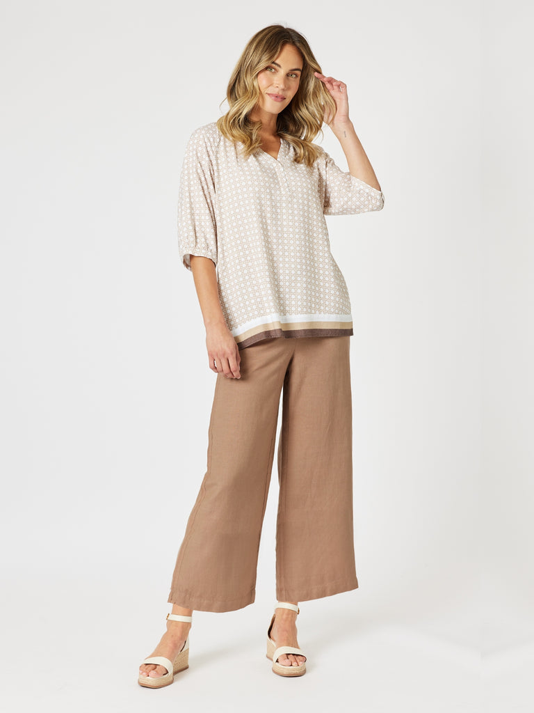 Lino Wide Leg Pant - Nutmeg