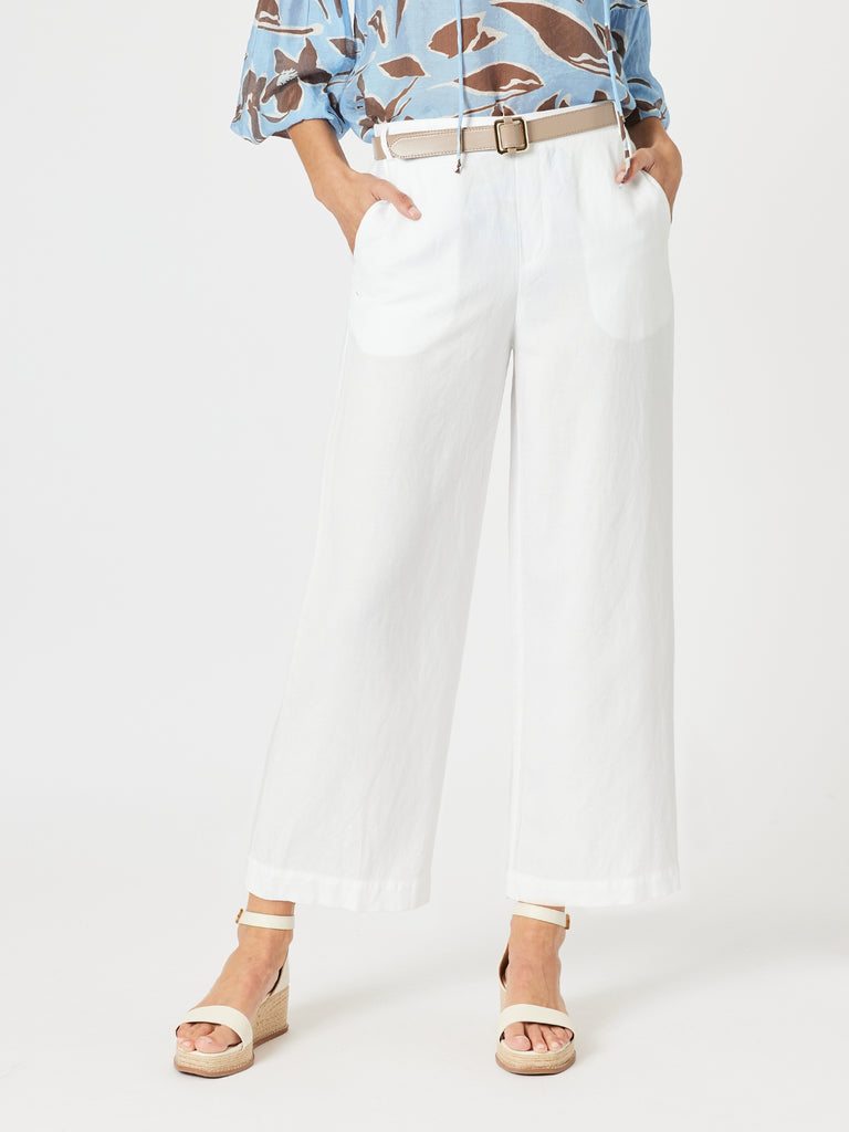 Lino Wide Leg Pant - White