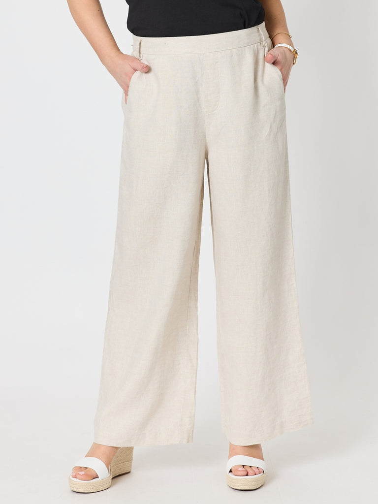 Lino Wide Leg Pant - Natural