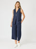 Lino Wide Leg Pant-Navy