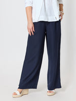 Luella Wide Leg Linen Pant - Navy