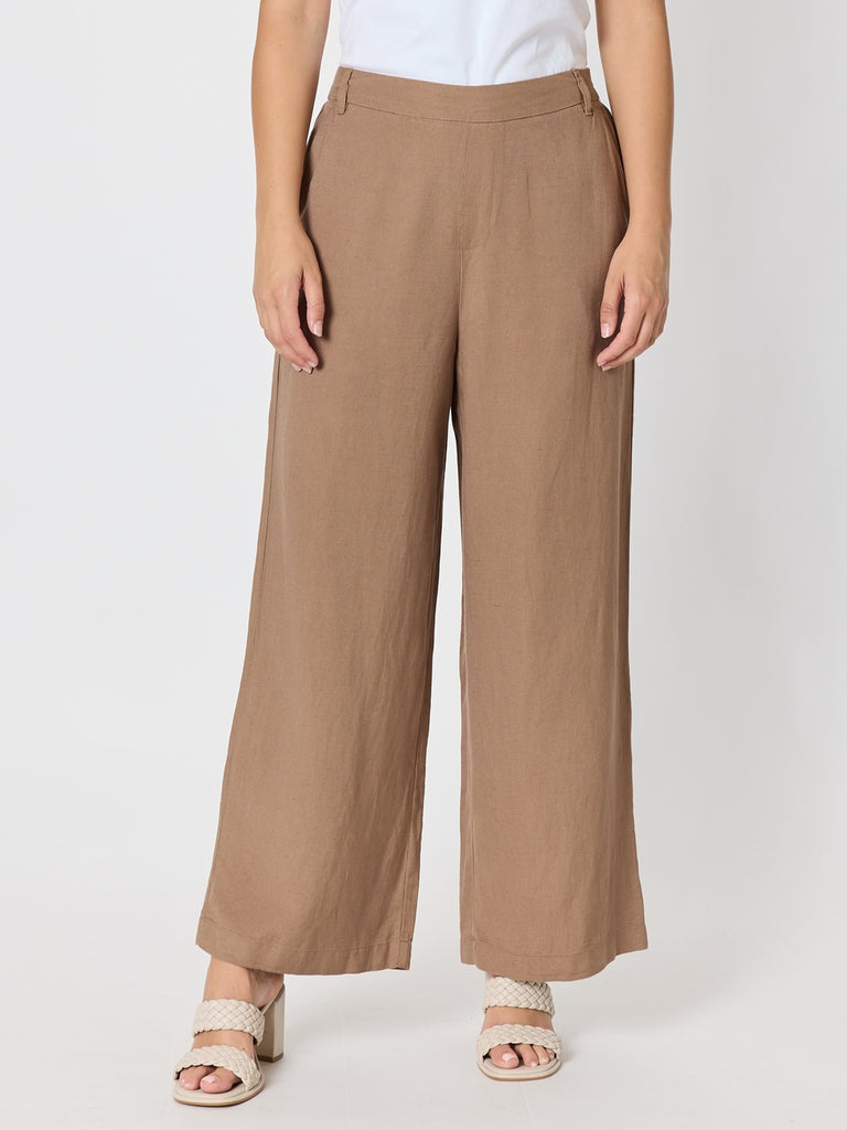 Lino Wide Leg Pant - Nutmeg