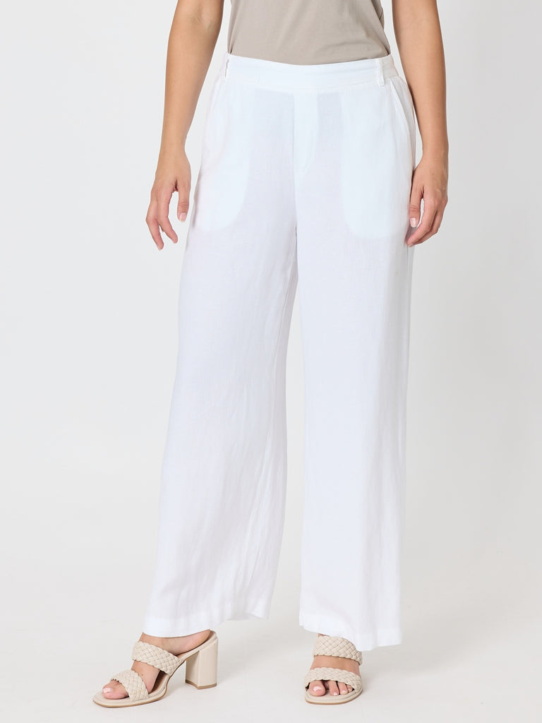 Lino Wide Leg Pant - White