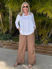 Lino Wide Leg Pant - Nutmeg