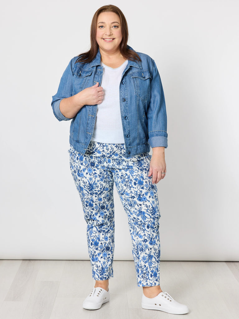 Alexandria Floral Print Pant - Blue/White