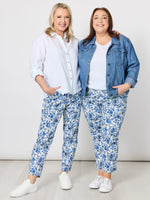 Alexandria Floral Print Pant - Blue/White