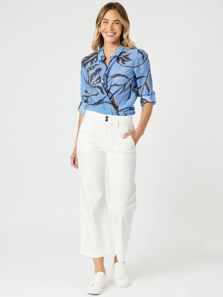 Hudson High Rise Wide Leg Jean-Ivory