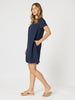 Lino Stitch Dress-Navy