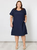 Lino Stitch Hem Detail Dress - Navy