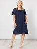 Lino Stitch Hem Detail Dress - Navy