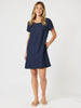Lino Stitch Dress-Navy