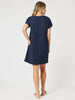 Lino Stitch Dress-Navy