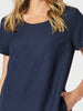Lino Stitch Hem Detail Dress - Navy