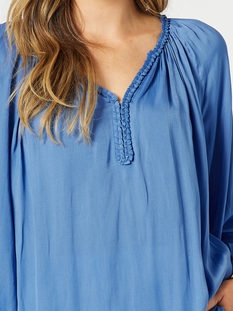 Lux Plait Top - Pacific Blue
