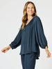 Lux Plait Top-Navy