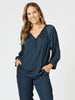Lux Plait Top-Navy
